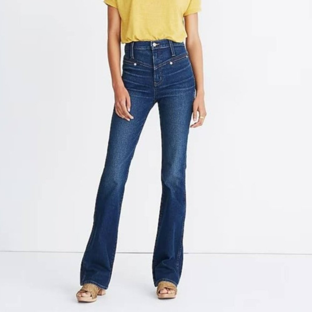 Madewell Skinny Flare Jeans in Bluffwood Wash Western-Yoke Edition Size 26 EUC